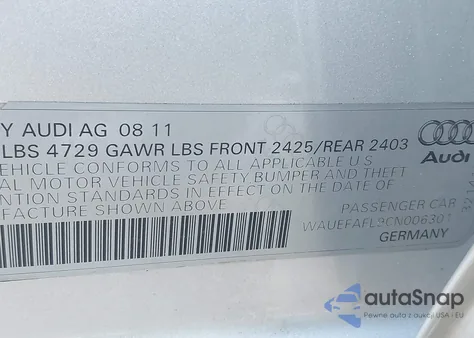 2012 Audi A4 2.0T Premium from USA, damaged, VIN WAUEFAFL9CN006301